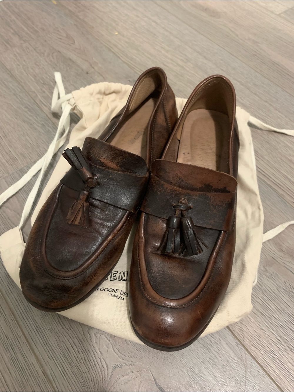 Handcrafted Genuine Leather Tassel Loafers - Brown